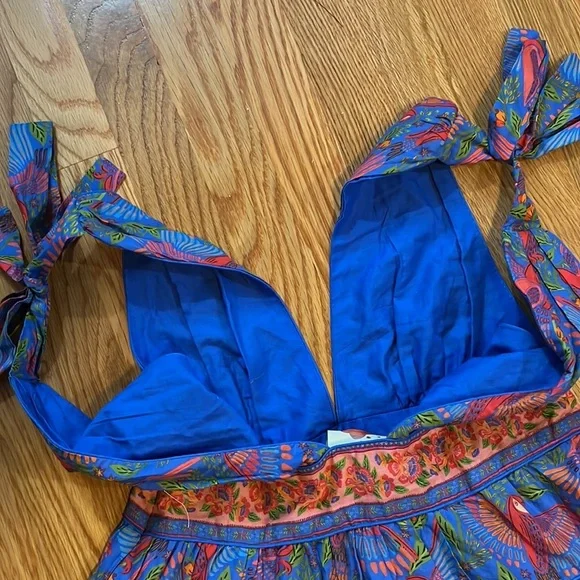 Farm Rio Size Small Blue Macaw Flight Midi Dress Tiered Size Medium NWT - Picture 16 of 16